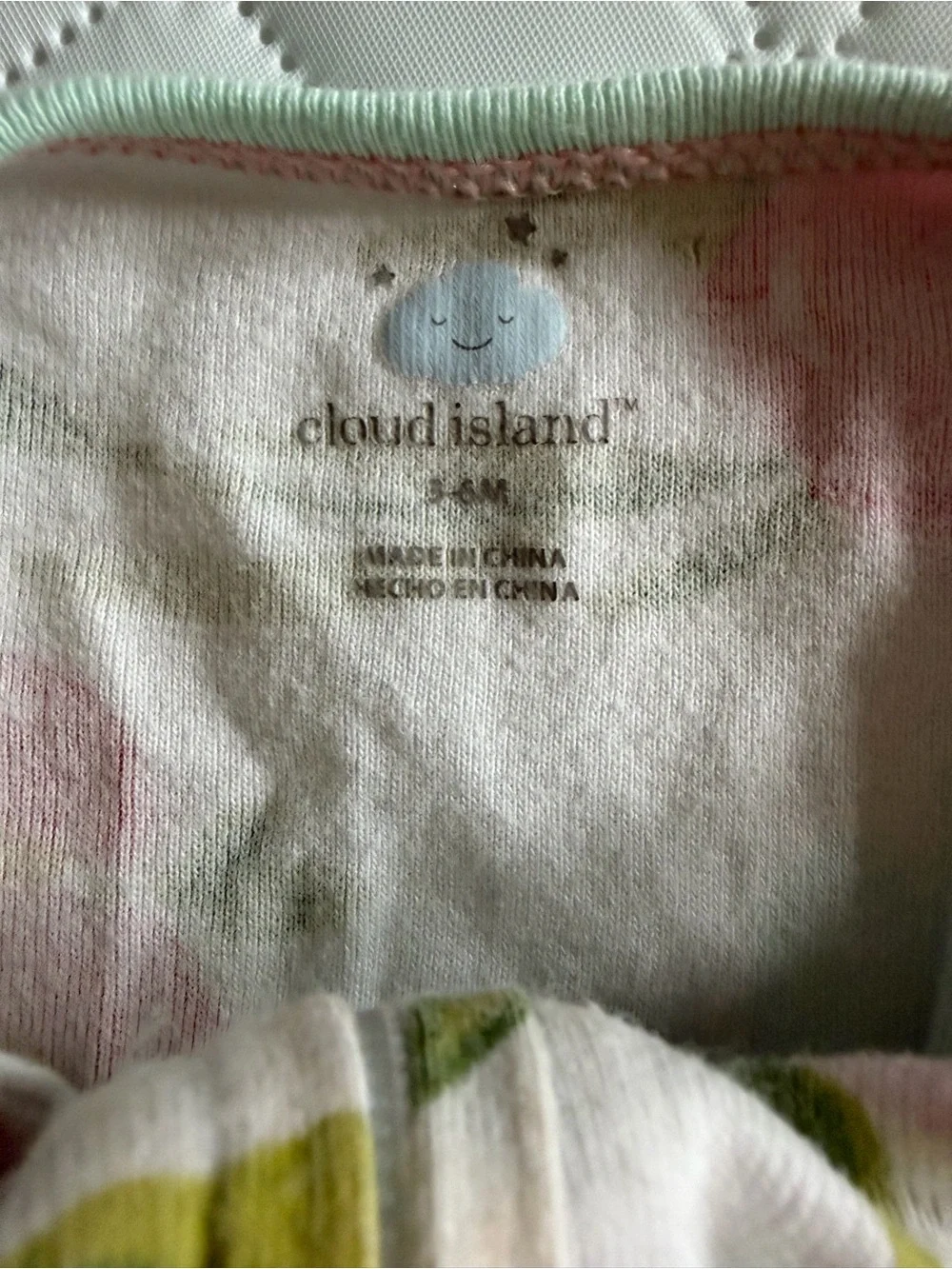cloud island Pink, Mint & Yellow Floral Footed One-Piece. Size 3-6 months